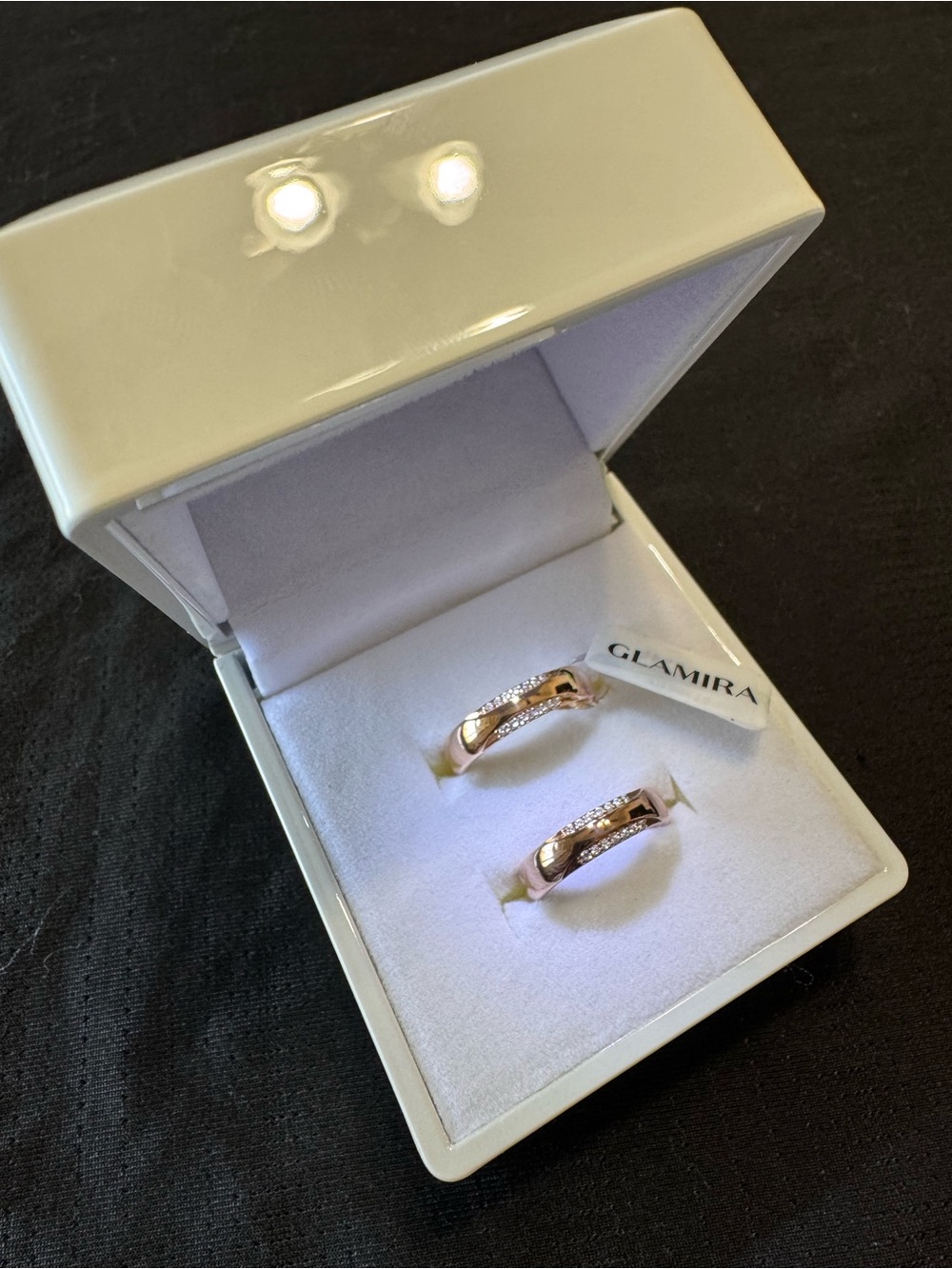 GLAMIRA Exotic Harmony 4mm 14K Rose Gold Ring Set Size 6 & 4.5 New